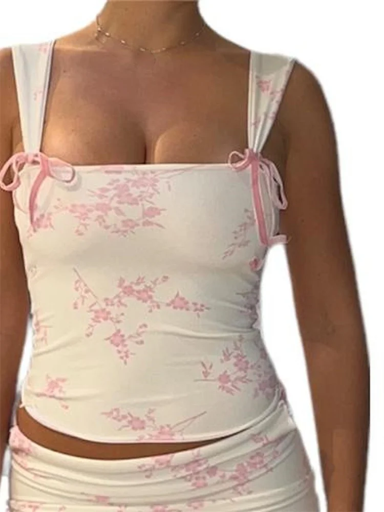 FashionSierra - 2025 Bow Tie-up Tank for Women Fairy Grunge Y2K 2000s Aesthetic Slim Fit Mini Vest Chic Streetwear Crop Tops - Image 6