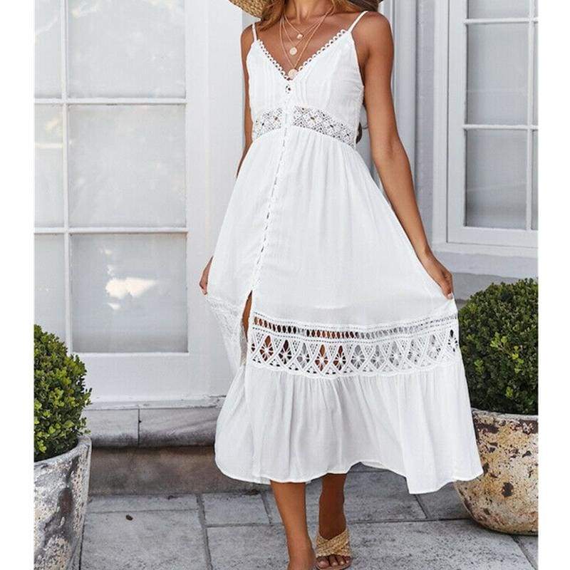 FashionSierra - Women Summer Vintage Sleeveless V-Neck Boho Long Dress - Image 7