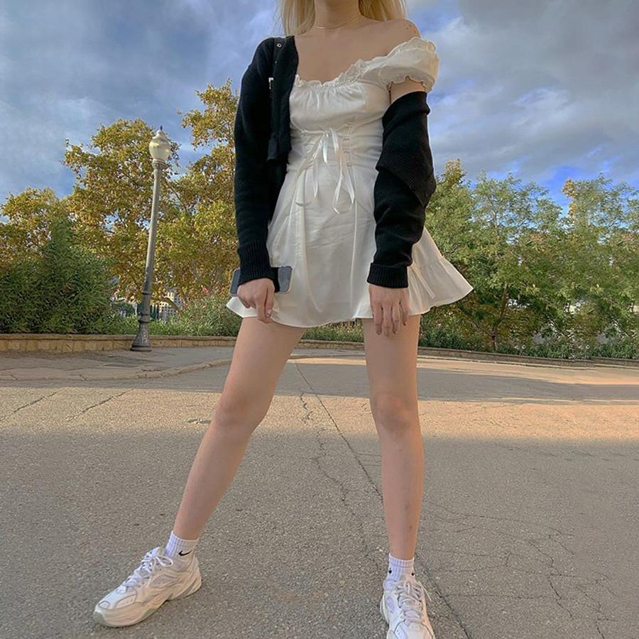 FashionSierra - Fashion elegant bow white female mini dress - Image 7