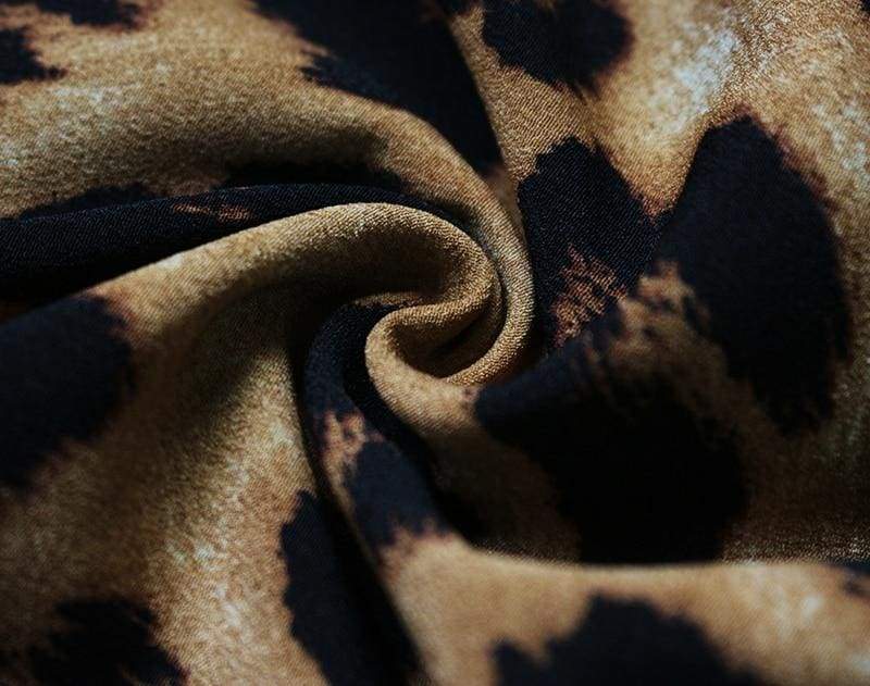 FashionSierra - Leopard Dress Women Loose Long Sleeve Deep V-neck A-line Dress - Image 30