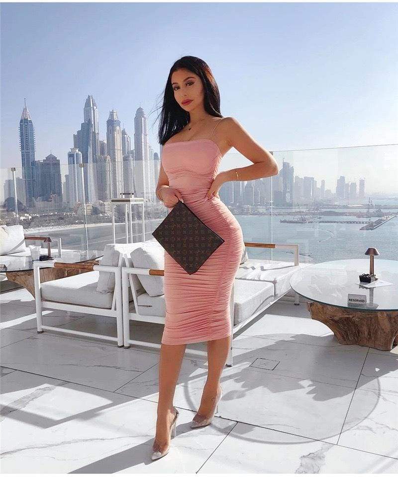 FashionSierra - Pleated Suspender Skirt Women Long Lace Dress - Image 4