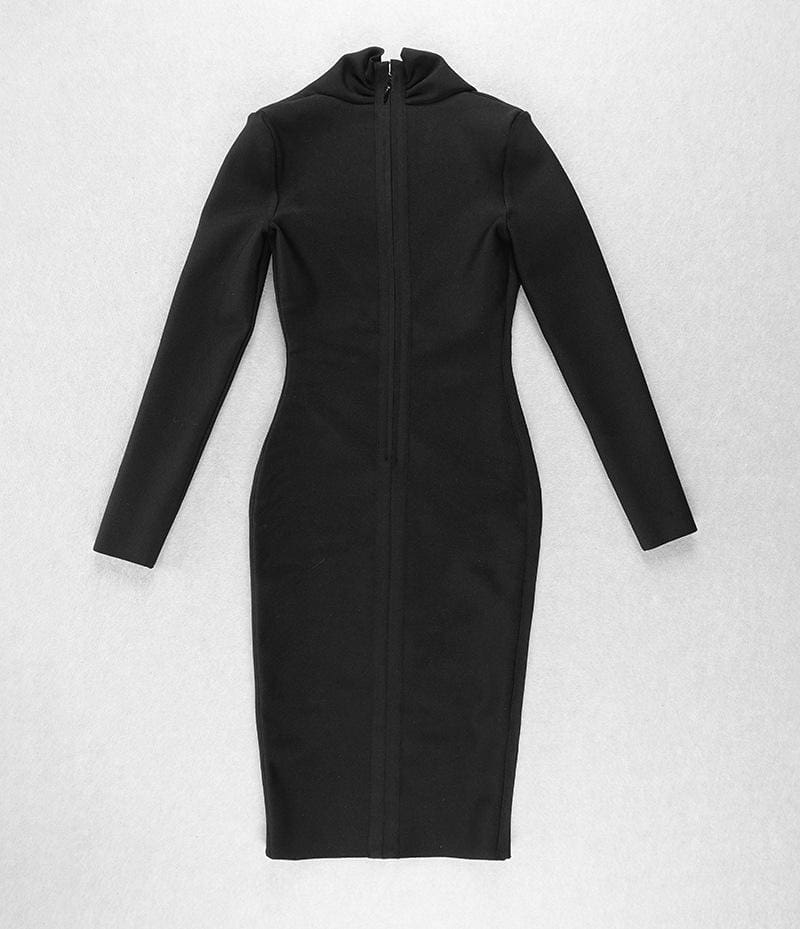 FashionSierra - Solid Color Dress Long Sleeve Large V-neck Bandage Dress - Image 12