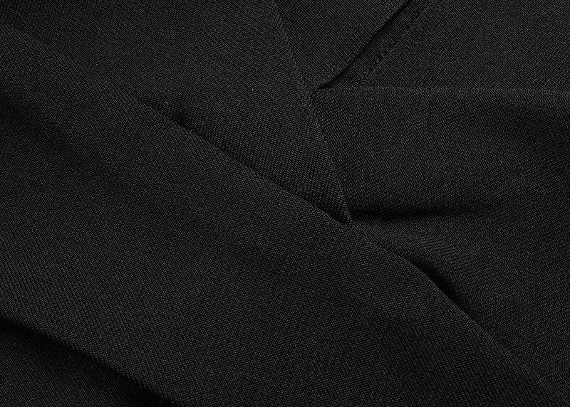 FashionSierra - Solid Color Dress Long Sleeve Large V-neck Bandage Dress - Image 14