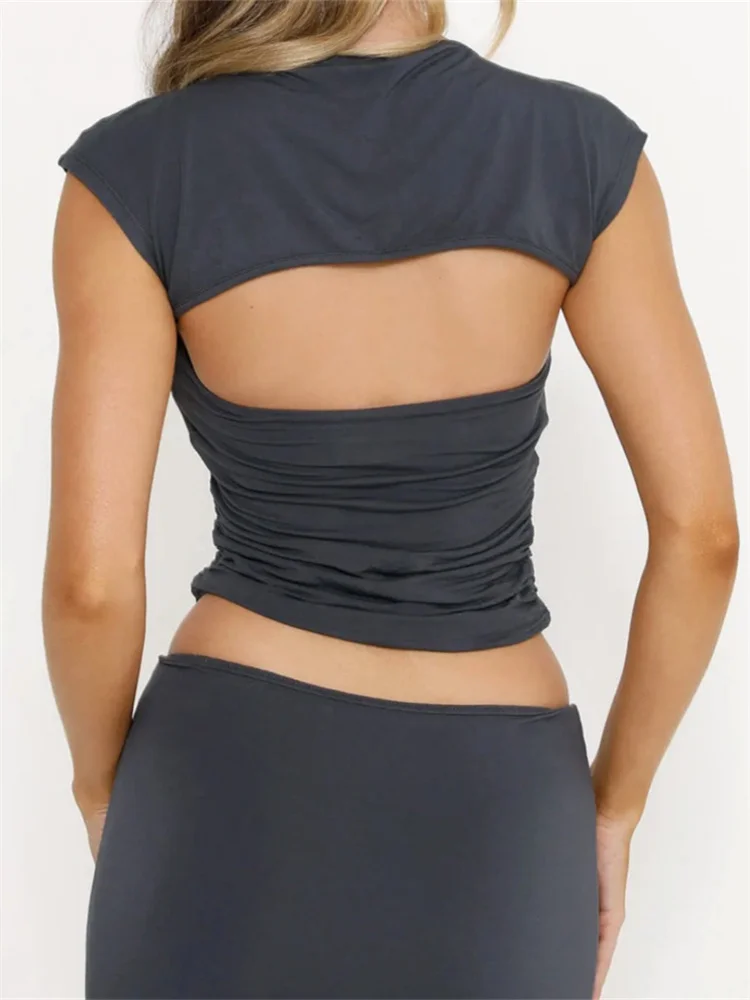 FashionSierra - 2025 Strapless Off Shoulder Tube Solid Color Sleeveless Slim Fit Cropped Mini Vest Streetwear  Tank Crop Tops - Image 6