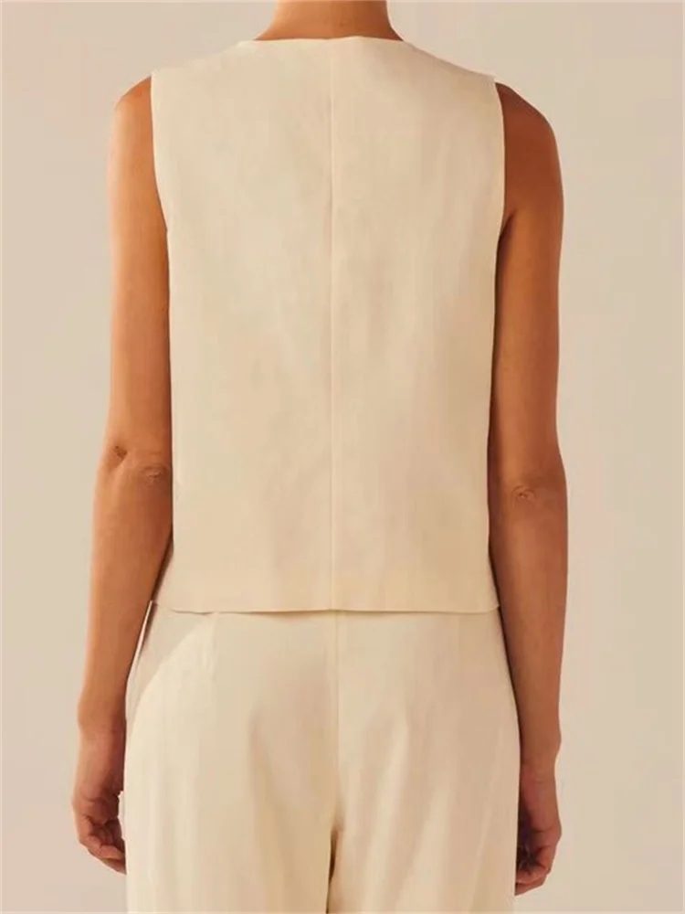 FashionSierra - 2025 Suit Vest Buttons Up Slim Fit Solid Color V-neck Cropped Waistcoat Y2K Casual Gothic Streetwear Crop Tops - Image 3