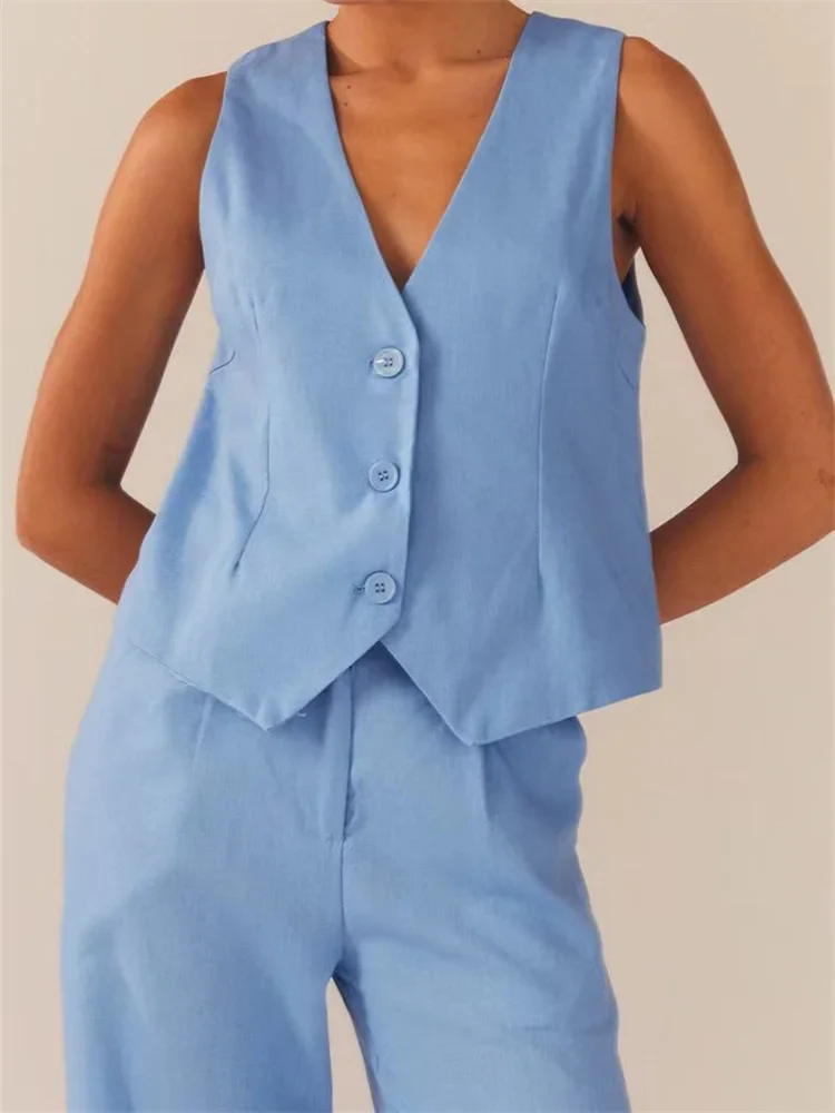 FashionSierra - 2025 Suit Vest Buttons Up Slim Fit Solid Color V-neck Cropped Waistcoat Y2K Casual Gothic Streetwear Crop Tops - Image 4