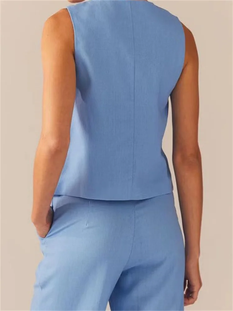 FashionSierra - 2025 Suit Vest Buttons Up Slim Fit Solid Color V-neck Cropped Waistcoat Y2K Casual Gothic Streetwear Crop Tops - Image 6