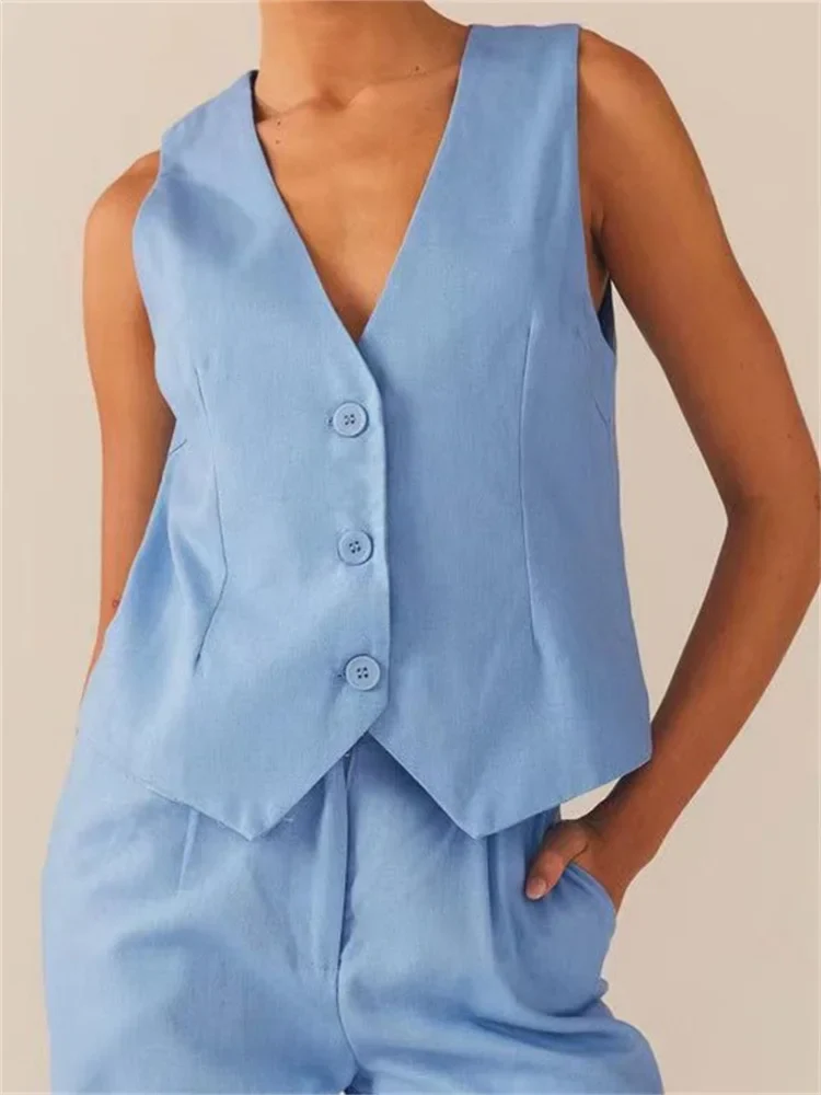 FashionSierra - 2025 Suit Vest Buttons Up Slim Fit Solid Color V-neck Cropped Waistcoat Y2K Casual Gothic Streetwear Crop Tops - Image 7