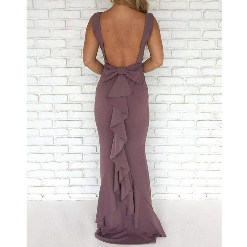 FashionSierra - Women Ladies Formal Backless Long Dress Party Ball Prom Gown Wedding Bridesmaid Sleeveless O-Neck Long Maxi Dress - Image 4