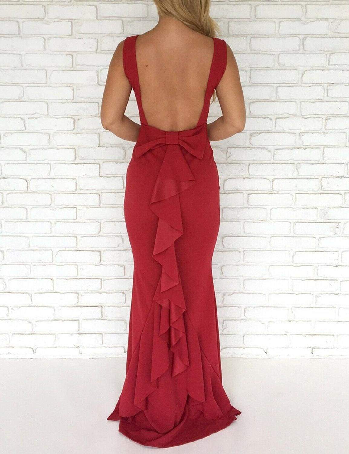 FashionSierra - Women Ladies Formal Backless Long Dress Party Ball Prom Gown Wedding Bridesmaid Sleeveless O-Neck Long Maxi Dress - Image 8